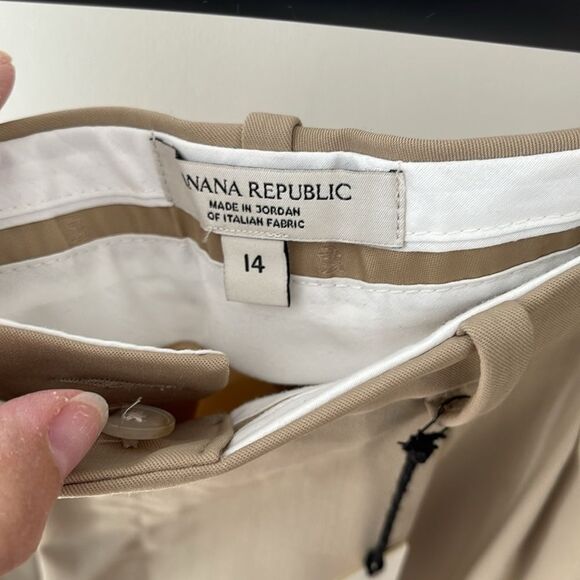 Banana Republic Vasto Pleated Italian Wool Pant Tan/Khaki size 14 - Picture 5 of 7